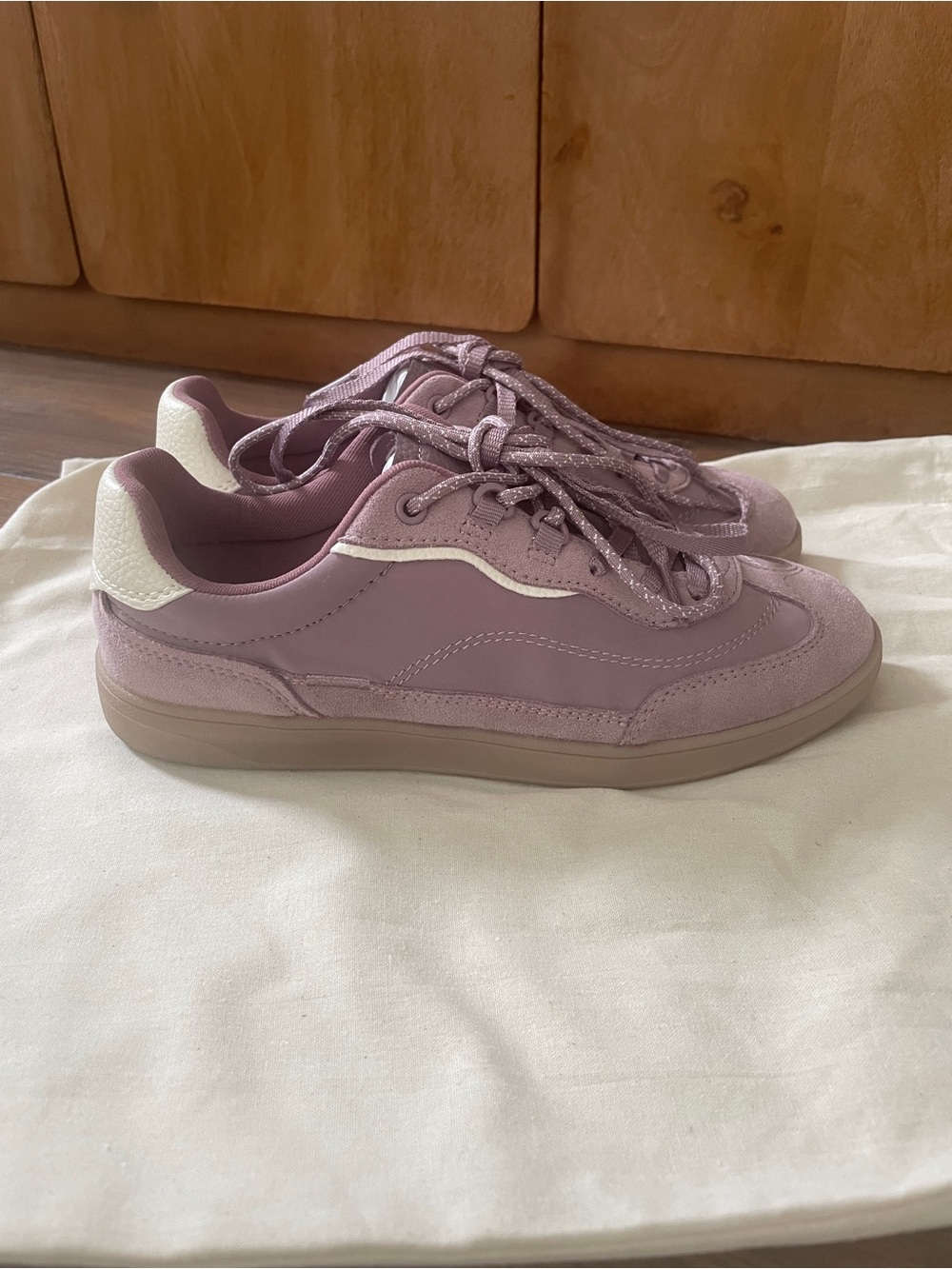 Zara Lavender-Pink Suede & Textile Lace-Up Sneakers